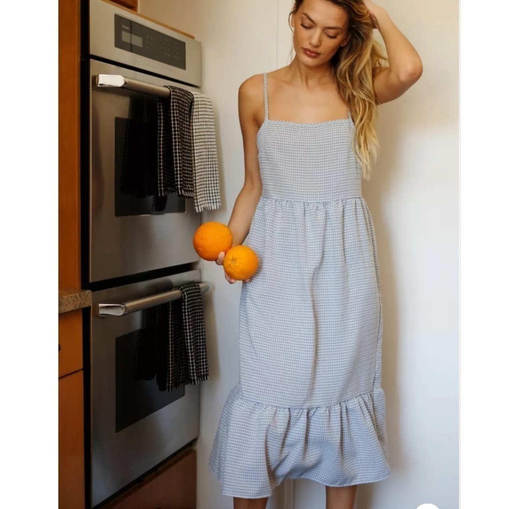Urban Renewal Remnants Check Tiered Midi Dress